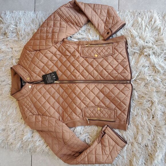 Women' Bomber Jacket with Zipped Pockets Color Brown - Picture 5 of 6